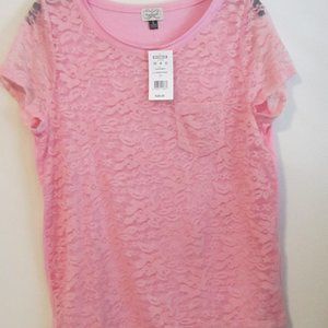 Eyelash Couture - size Large- sweet pink - sheer top - lace
